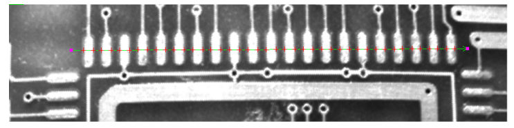 2D Measurement tool example of Multiple measurements across a line path